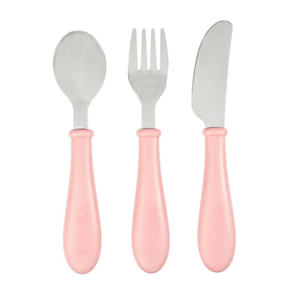 Beaba - Training Cutlery Set | Stainless Steel Old Pink | 8m+