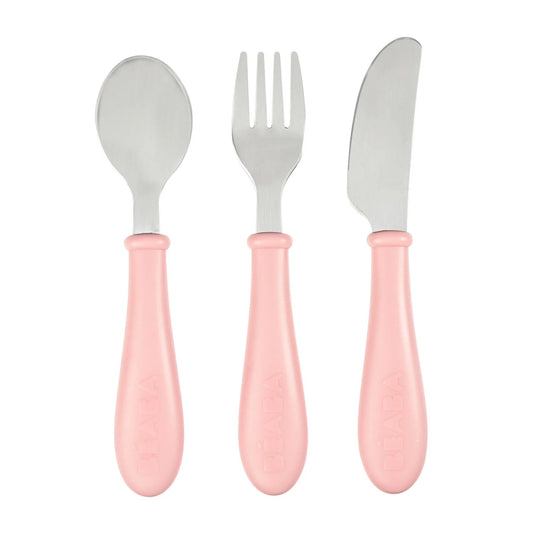 Beaba - Training Cutlery Set | Stainless Steel Old Pink | 8m+