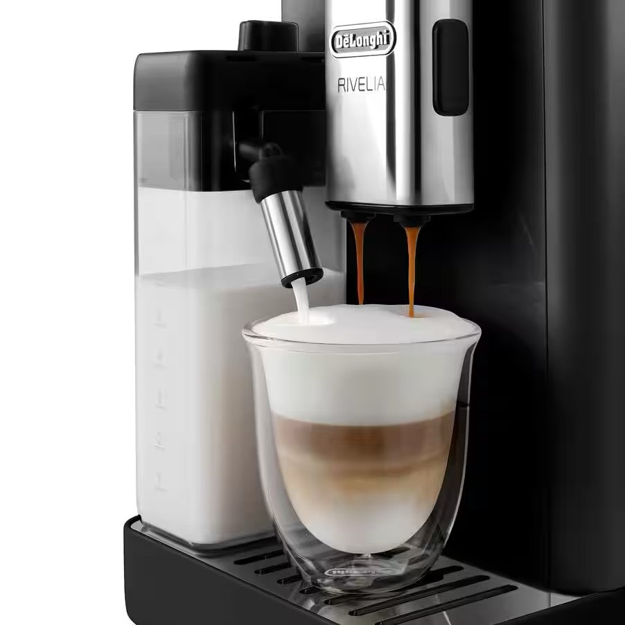 De'Longhi - Rivelia With Auto Milk Fully Automatic Coffee Machine | Black | EXAM440.55.B De'Longhi - Rivelia With Auto Milk Fully Automatic Coffee Machine | Black | EXAM440.55.B