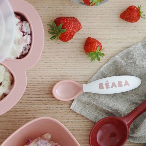Beaba - 2nd Age Fork & Spoon Set | Old Pink | 8-12m