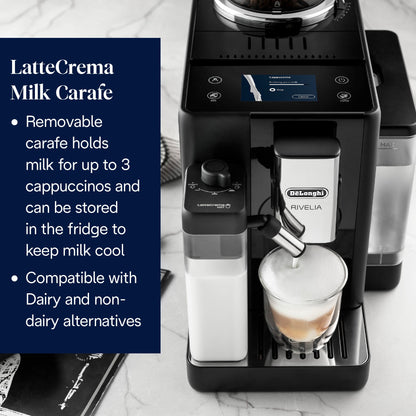 De'Longhi - Rivelia With Auto Milk Fully Automatic Coffee Machine | Black | EXAM440.55.B
