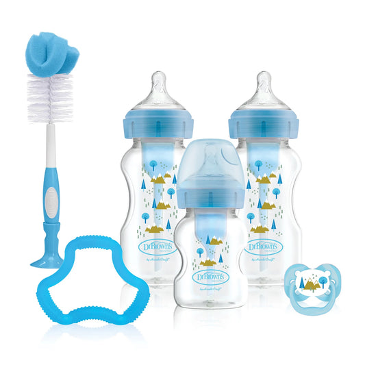Dr Brown's - Wide-Neck Options+ Anti-Colic Baby Bottles Gift Set Blue — BambiniJO Jordan