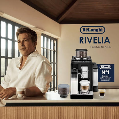 De'Longhi - Rivelia With Auto Milk Fully Automatic Coffee Machine | Black | EXAM440.55.B