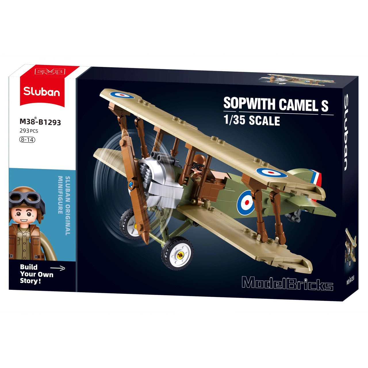 Sluban - ModelBricks – 1/35 Scale Sopwith Camel S | 293 PCS | 6Y+ Sluban - ModelBricks – 1/35 Scale Sopwith Camel S | 293 PCS | 6Y+