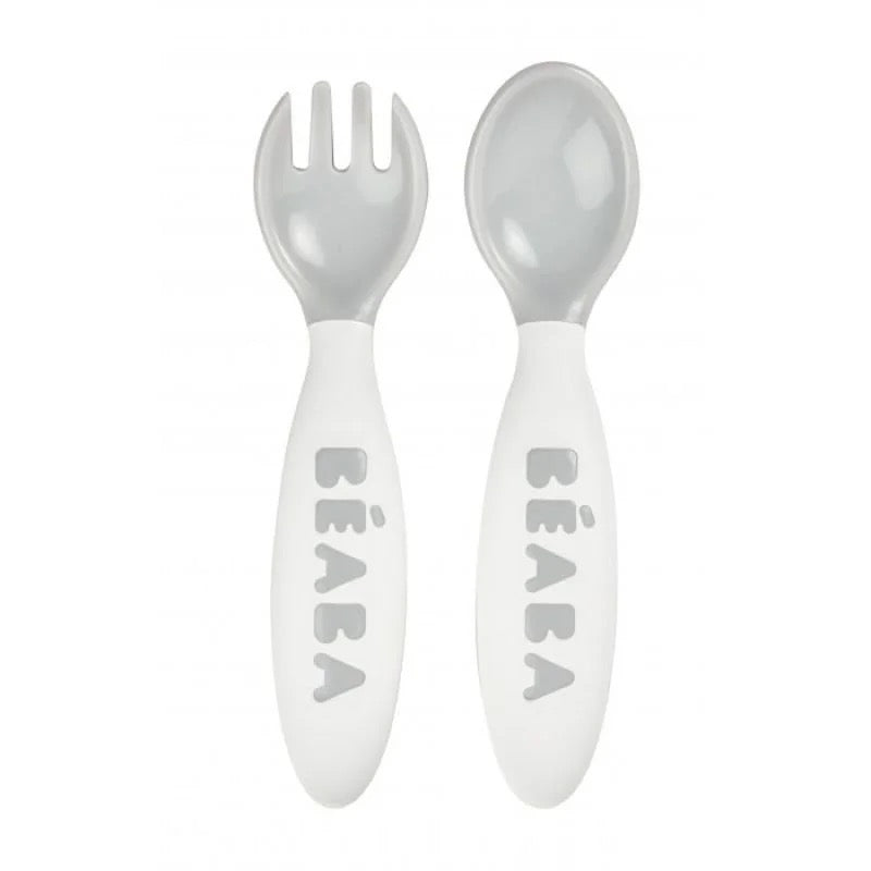 Beaba - 2nd Age Fork & Spoon Set | Light Mist | 8-12m