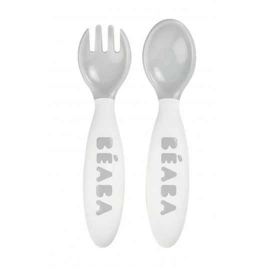 Beaba - 2nd Age Fork & Spoon Set | Light Mist | 8-12m
