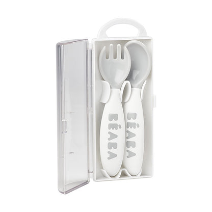Beaba - 2nd Age Fork & Spoon Set | Light Mist | 8-12m