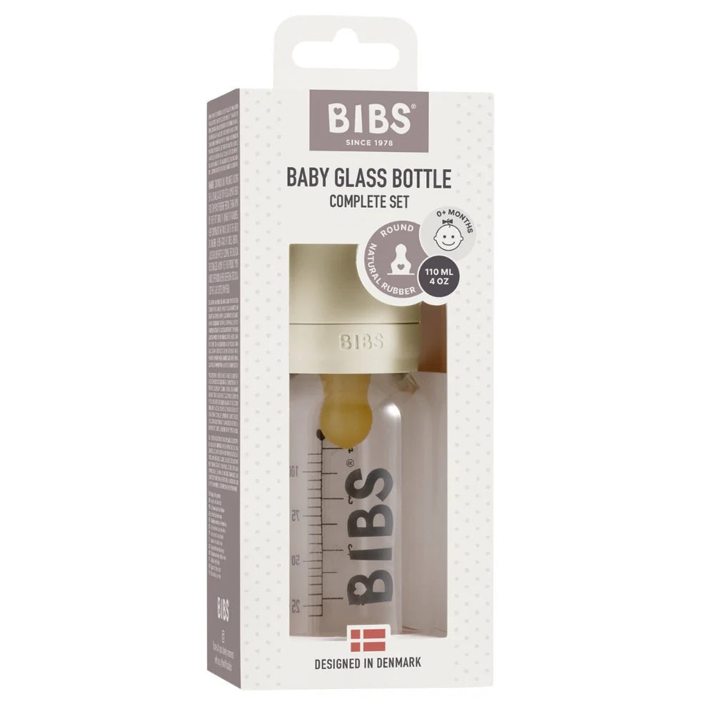 BIBS - Baby Glass Anti-Colic Bottle | 110ml | Ivory BIBS - Baby Glass Anti-Colic Bottle | 110ml | Ivory