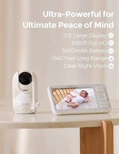 Momcozy - Video Baby Monitor, 5.5” 1080P Full HD Baby Monitor with Camera Success