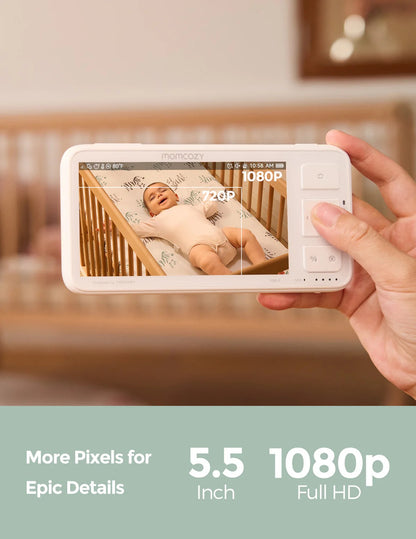 Momcozy - Video Baby Monitor, 5.5” 1080P Full HD Baby Monitor with Camera Success