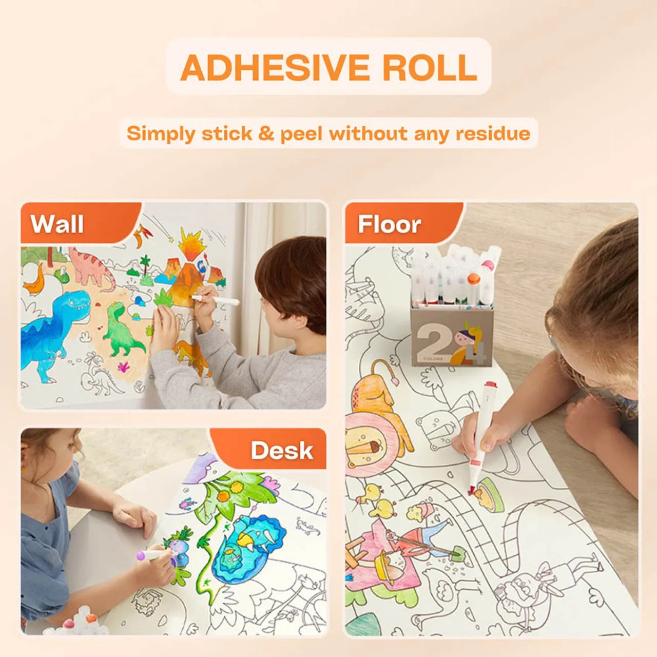 Mideer - Adhesive Colouring Scroll | The Magic Zoo Mideer - Adhesive Colouring Scroll | The Magic Zoo