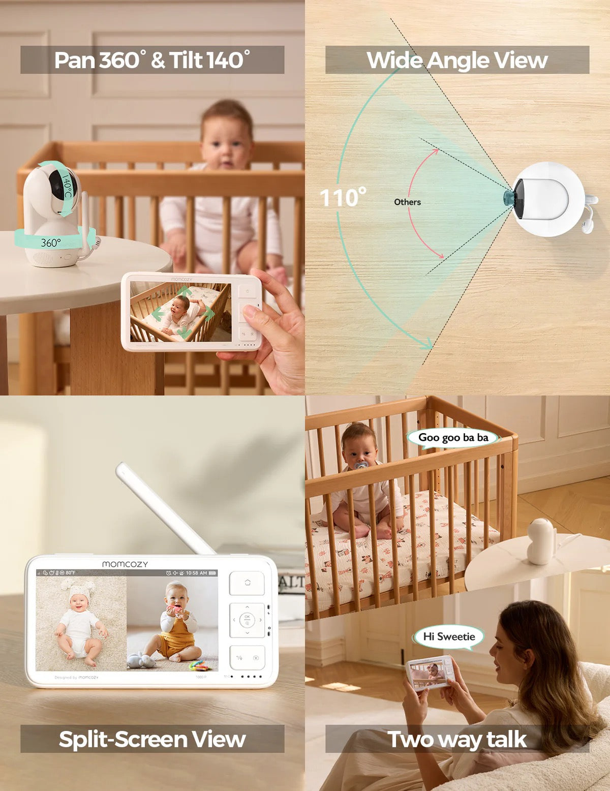 Momcozy - Video Baby Monitor, 5.5” 1080P Full HD Baby Monitor with Camera Success