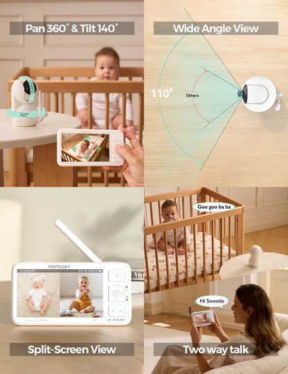 Momcozy - Video Baby Monitor, 5.5” 1080P Full HD Baby Monitor with Camera Success