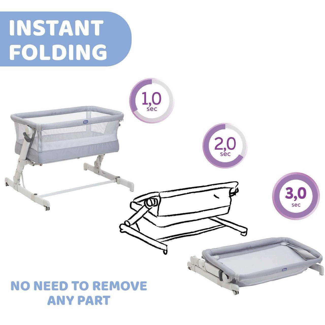 Chicco NEXT2ME Pop Up Co-sleeping Crib Grey Mist Chicco NEXT2ME Pop Up Co-sleeping Crib Grey Mist