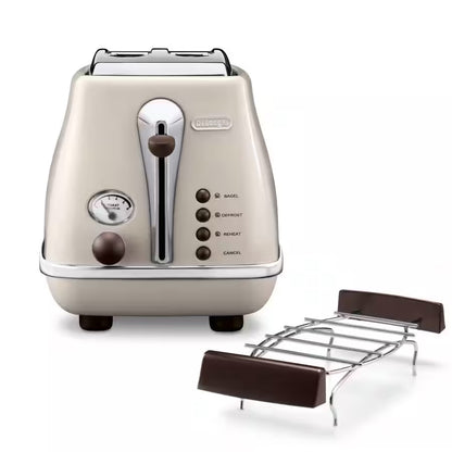 De'Longhi - Icona Vintage Toaster | 2 Slice | Beige | 900W