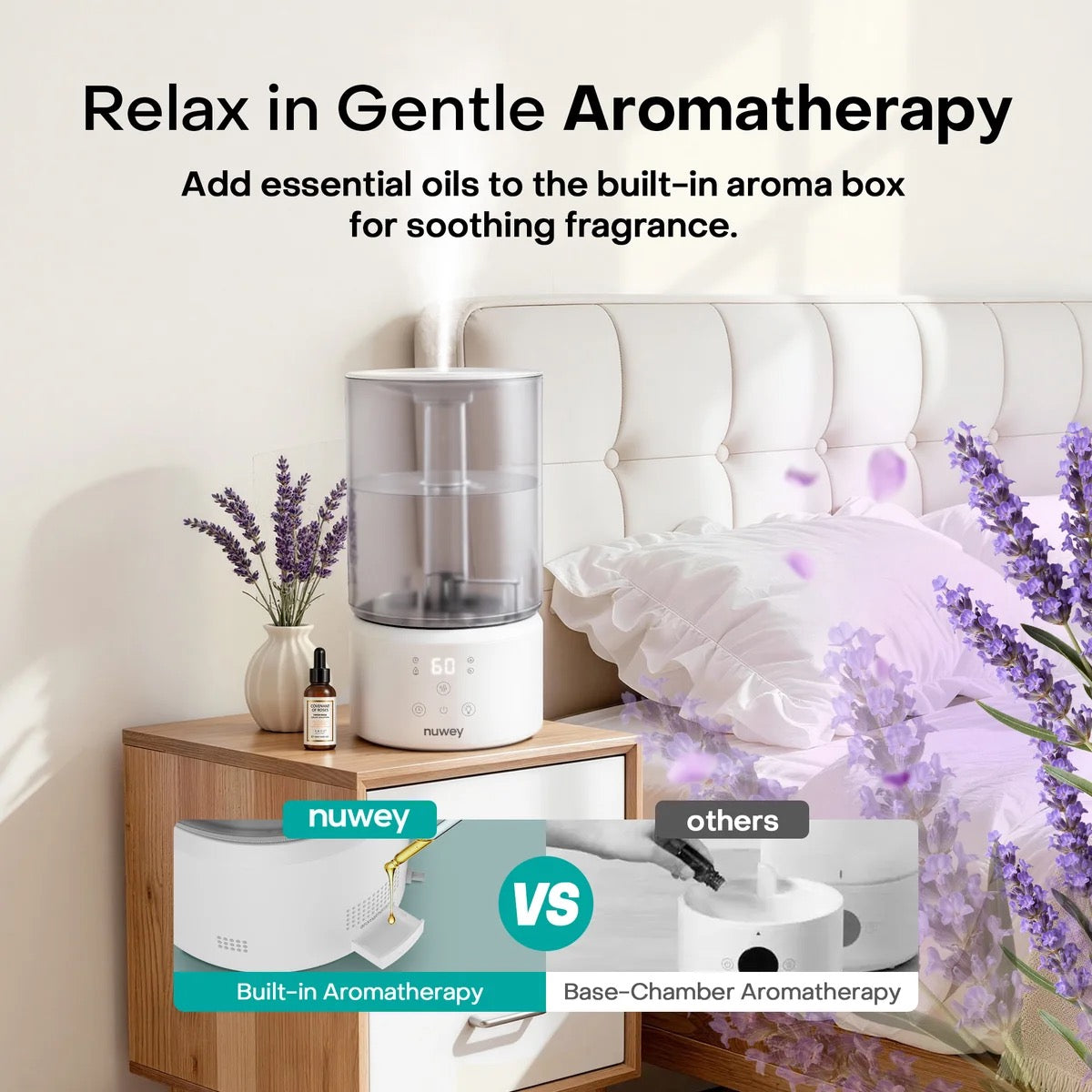 Nutricook - Nuwey Ultrasonic Humidifier | 4 Liters | Aromatherapy | 7-Color Light