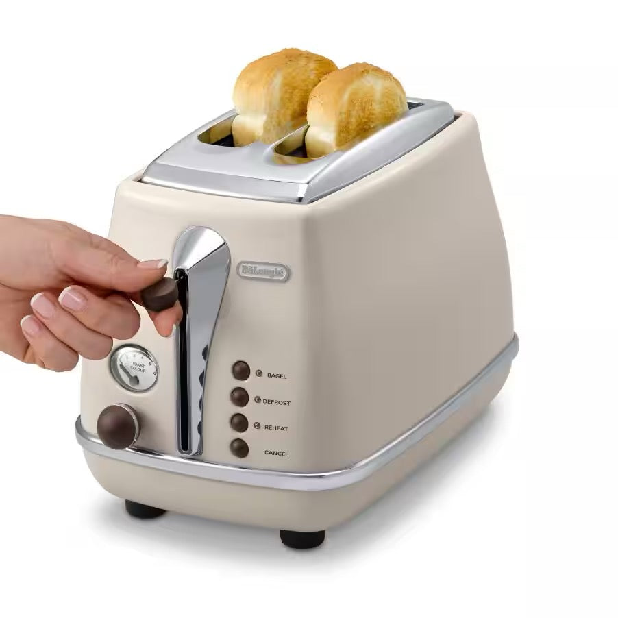 De'Longhi - Icona Vintage Toaster | 2 Slice | Beige | 900W