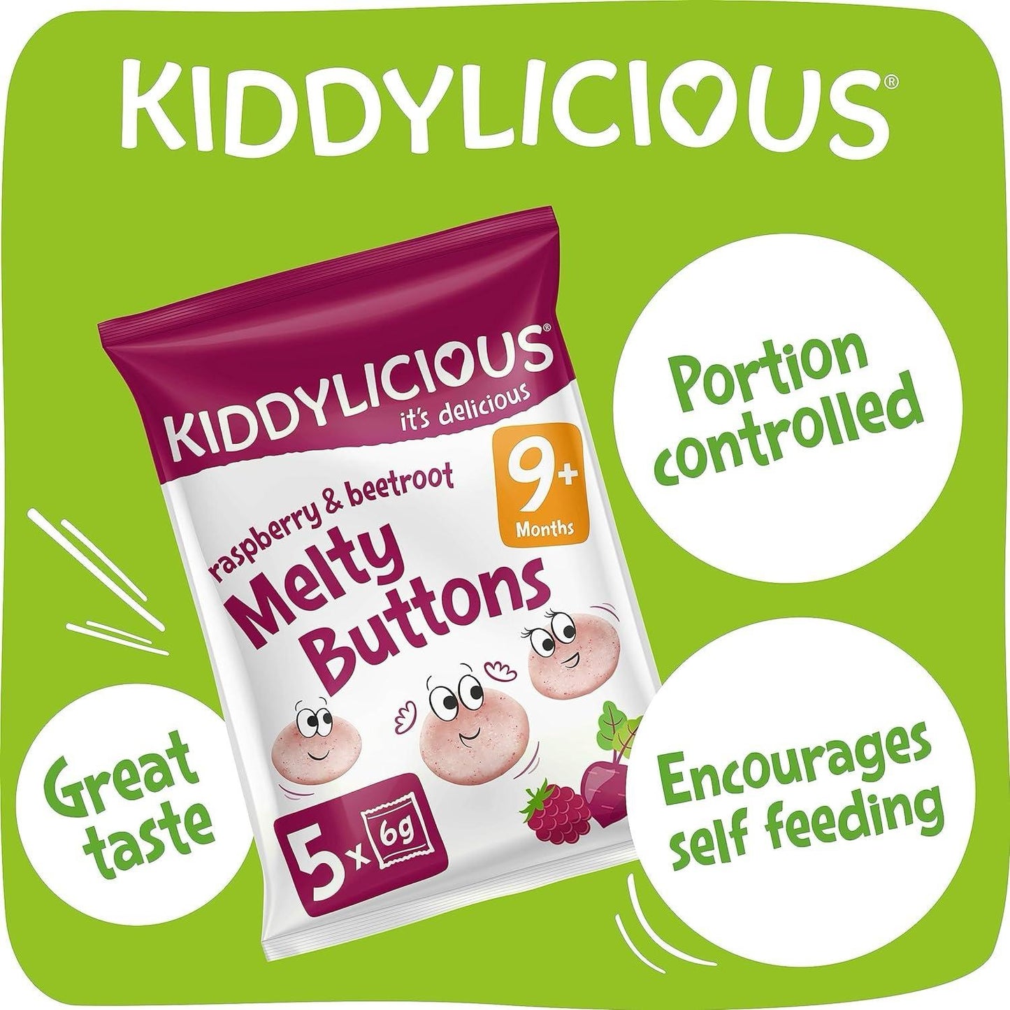 Kiddylicious - Raspberry & Beetroot Melty Buttons - Multipack | 5 Packs
