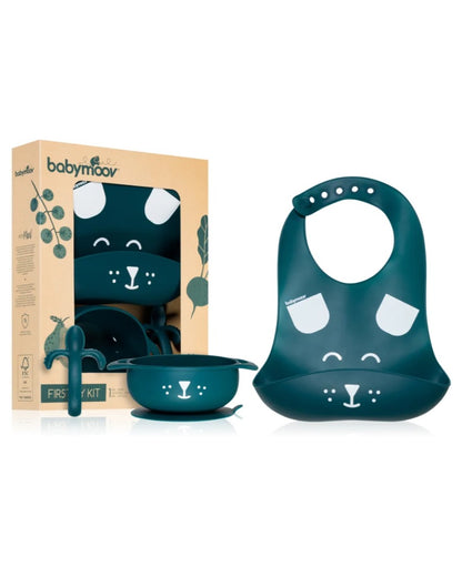 Babymoov - FIRST'ISY Kit | Silicone Bowl, Spoon & Bib | Dog | 3pcs