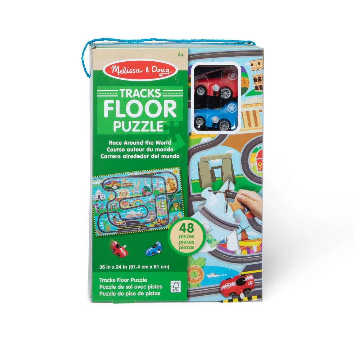 Melissa & Doug - Race Around the World Tracks Floor Puzzle | 48 pcs