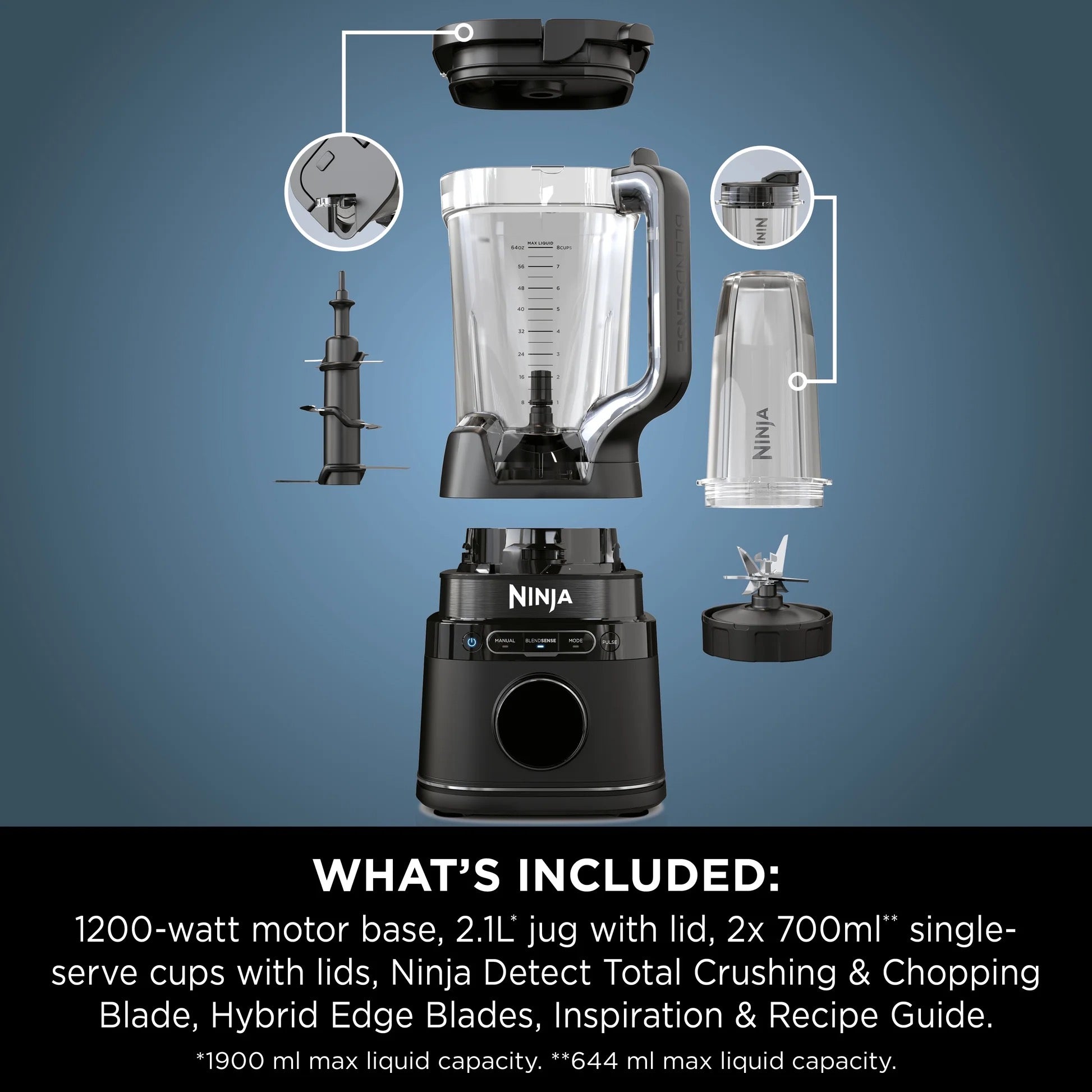 خلاط Ninja - Detect Power Blender Pro 2 في 1 | 1200 واط خلاط Ninja - Detect Power Blender Pro 2 في 1 | 1200 واط
