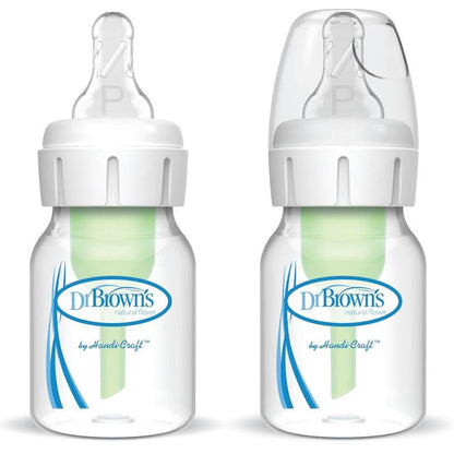 Dr. Brown's - Narrow-Neck Natural Flow Anti-Colic Options + Bottle | 60ml | Level 1 Nipple | 2 Pack