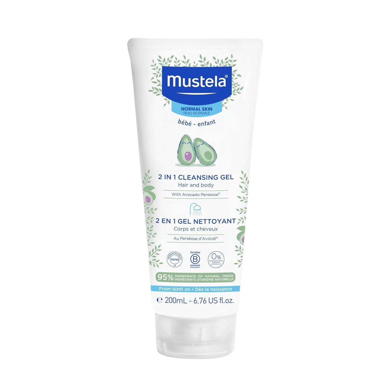 Mustela 2 in 1 Cleansing Gel with Avocado | Hair & Body 200ml X2 Mustela 2 in 1 Cleansing Gel with Avocado | Hair & Body 200ml X2