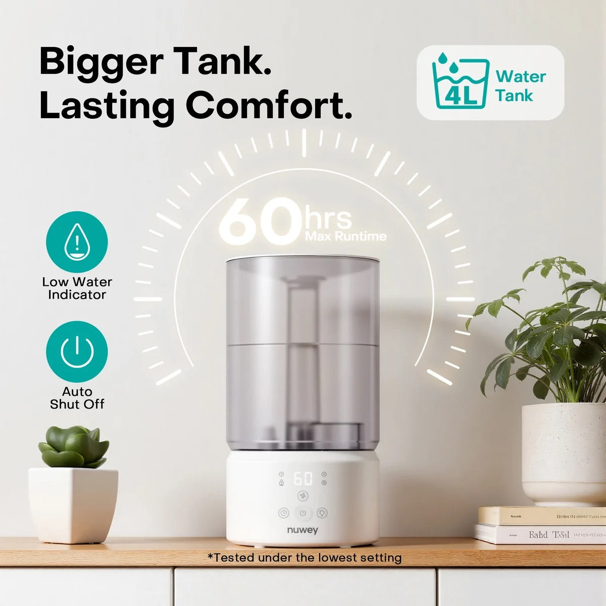 Nutricook - Nuwey Ultrasonic Humidifier | 4 Liters | Aromatherapy | 7-Color Light