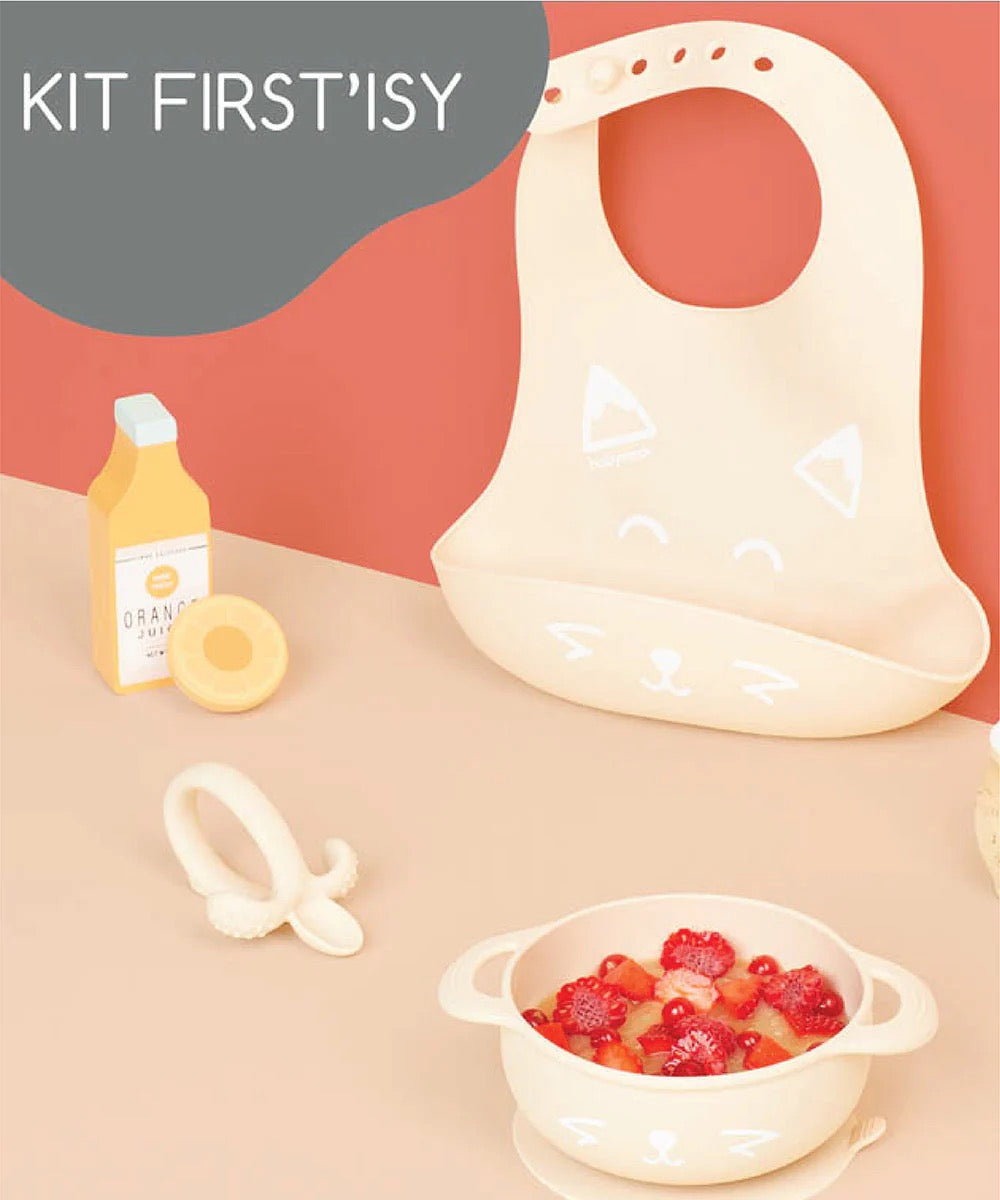 Babymoov - FIRST'ISY Kit | Silicone Bowl, Spoon & Bib | Fox | 3pcs