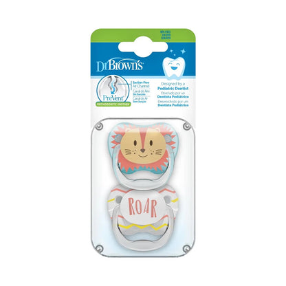 Dr. Brown's - PreVent Pacifier | Stage 1 | 0-6m | 2-Pack | Lion