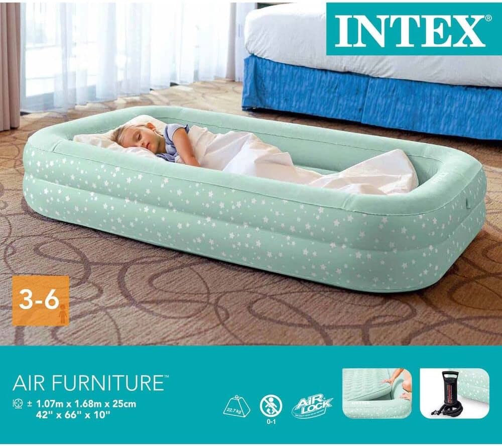 Intex - Kidz Travel Bed With Hand Pump | 106.68 X 167.64 X 25.4 Cm Intex - Kidz Travel Bed With Hand Pump | 106.68 X 167.64 X 25.4 Cm