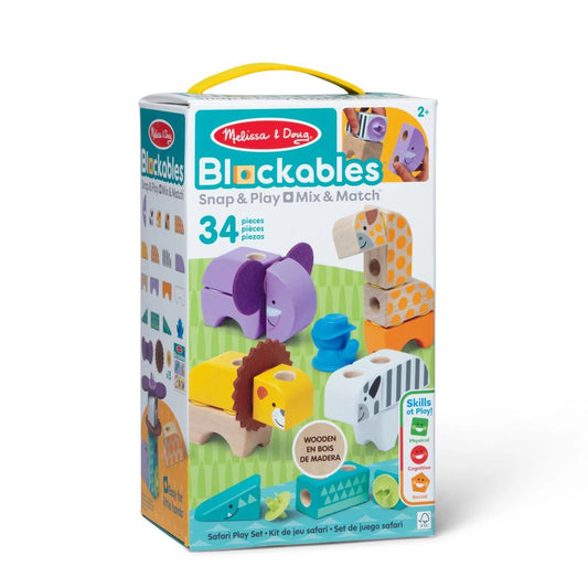 Melissa & Doug - Blockables Safari Animals Building Set | 34pc