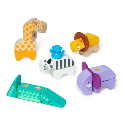 Melissa & Doug - Blockables Safari Animals Building Set | 34pc