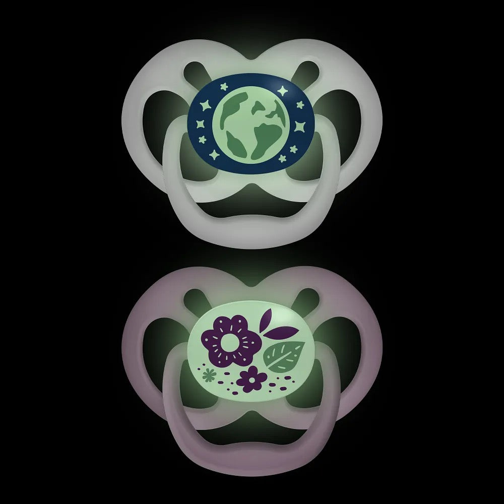 Dr. Brown's - Advantage Pacifier | Stage 2 | 6-18m | Glow in the Dark Pink | 2-Pack