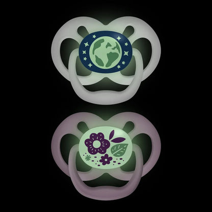 Dr. Brown's - Advantage Pacifier | Stage 2 | 6-18m | Glow in the Dark Pink | 2-Pack