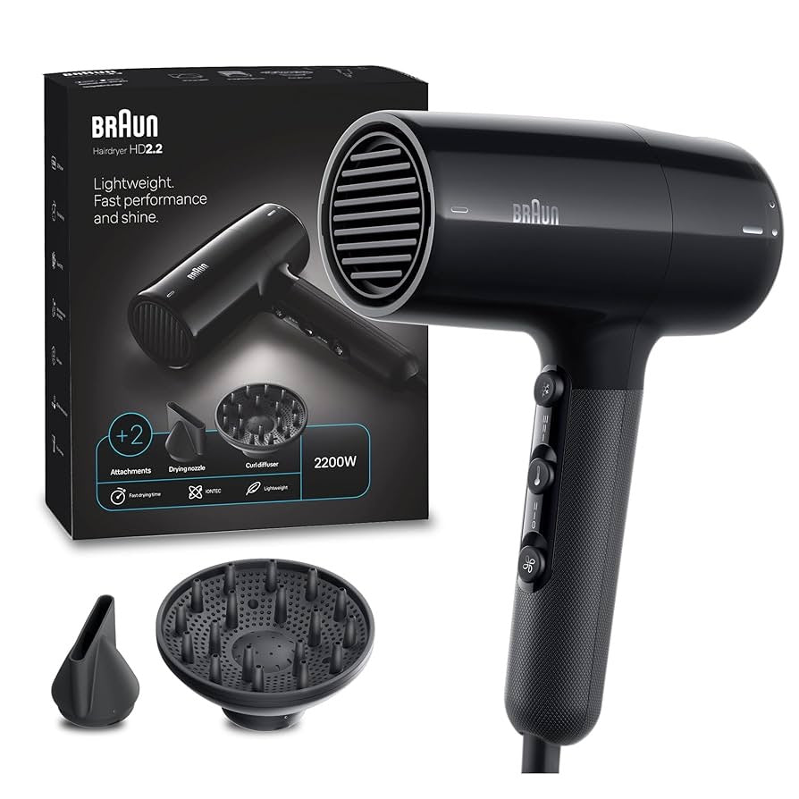 Braun - DC Hair Dryer 2200W with Diffuser Black