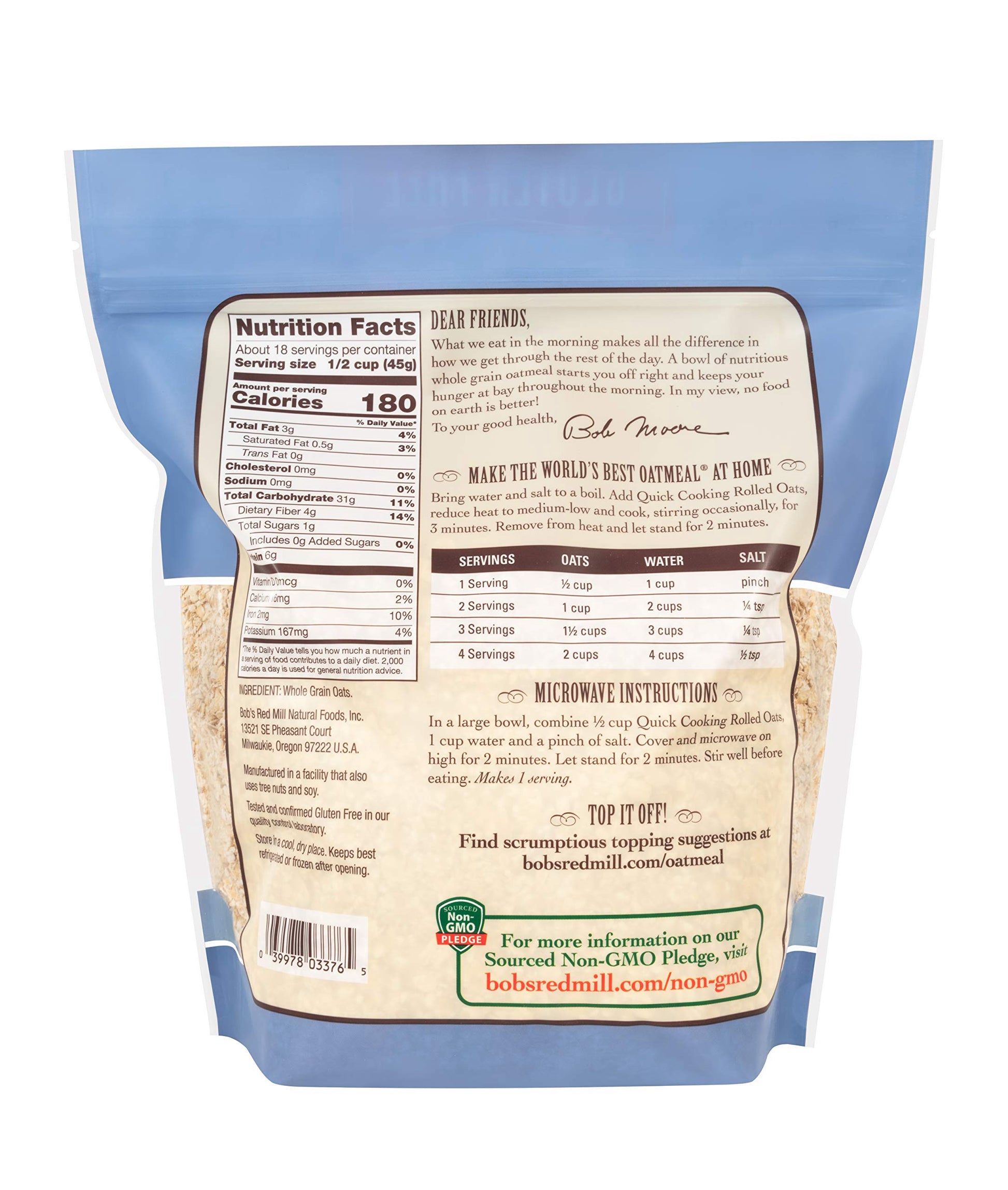 Quick Cooking Rolled Oats | Gluten Free | 794g Quick Cooking Rolled Oats | Gluten Free | 794g