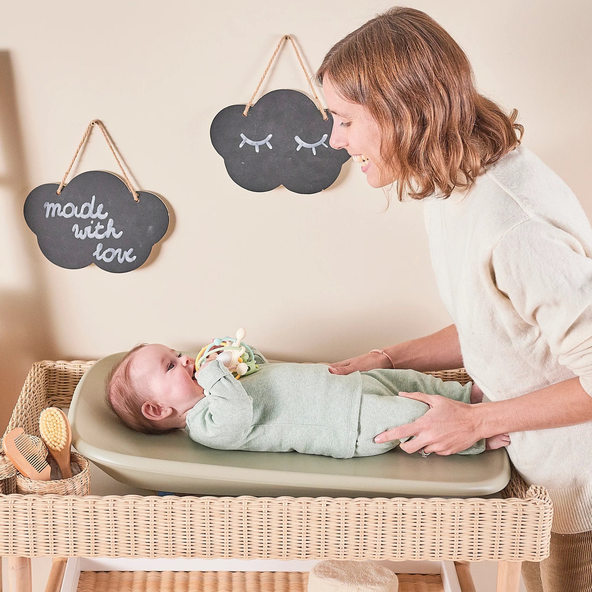 Nattou - SOFTY Wipeable Changing Pad | Green Nattou - SOFTY Wipeable Changing Pad | Green