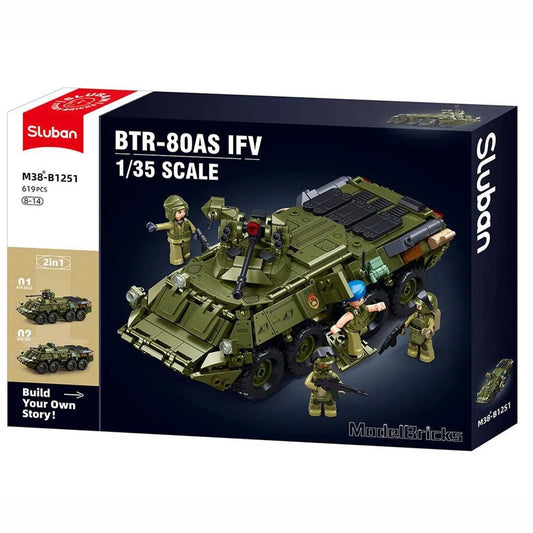 Sluban - ModelBricks BTR80AS Infantry Fighting Vehicle 2 in 1 | 611Pcs | 6Y+