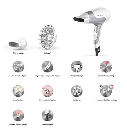 Braun - Power Perfection Dryer 2500 Watts | Ionic  with Diffuser