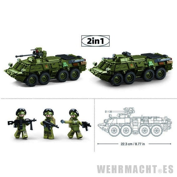 Sluban - ModelBricks BTR80AS Infantry Fighting Vehicle 2 in 1 | 611Pcs | 6Y+ Sluban - ModelBricks BTR80AS Infantry Fighting Vehicle 2 in 1 | 611Pcs | 6Y+