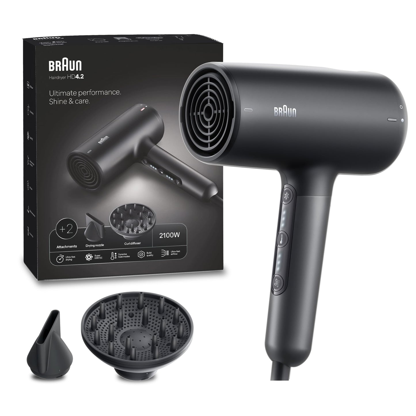 Braun - Super Ionic Hair Dryer 2100 Watts with Diffuser