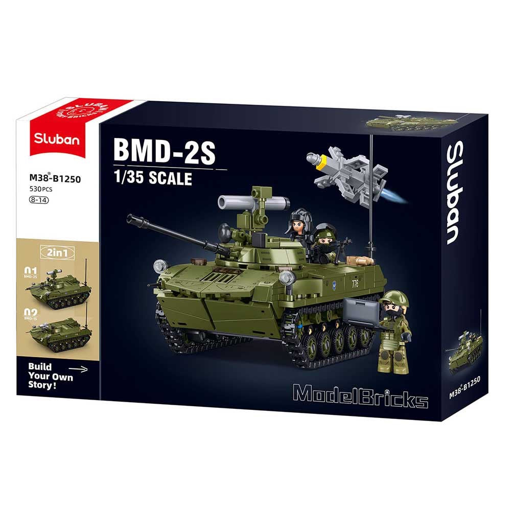 Sluban - ModelBricks BMD-2S Airborne Armored Vehicle 2 in 1 | 516Pcs | 6Y+ Sluban - ModelBricks BMD-2S Airborne Armored Vehicle 2 in 1 | 516Pcs | 6Y+