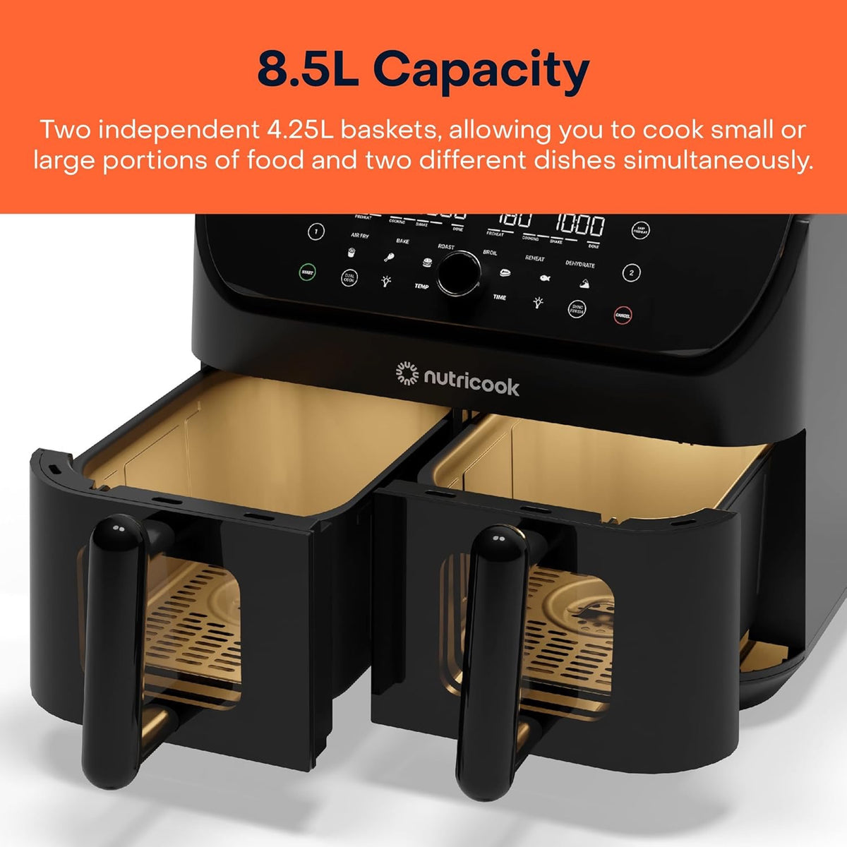 Nutricook - Dual-Basket Vision Air Fryer Black | 8.5L | 2400 Watt Nutricook - Dual-Basket Vision Air Fryer Black | 8.5L | 2400 Watt
