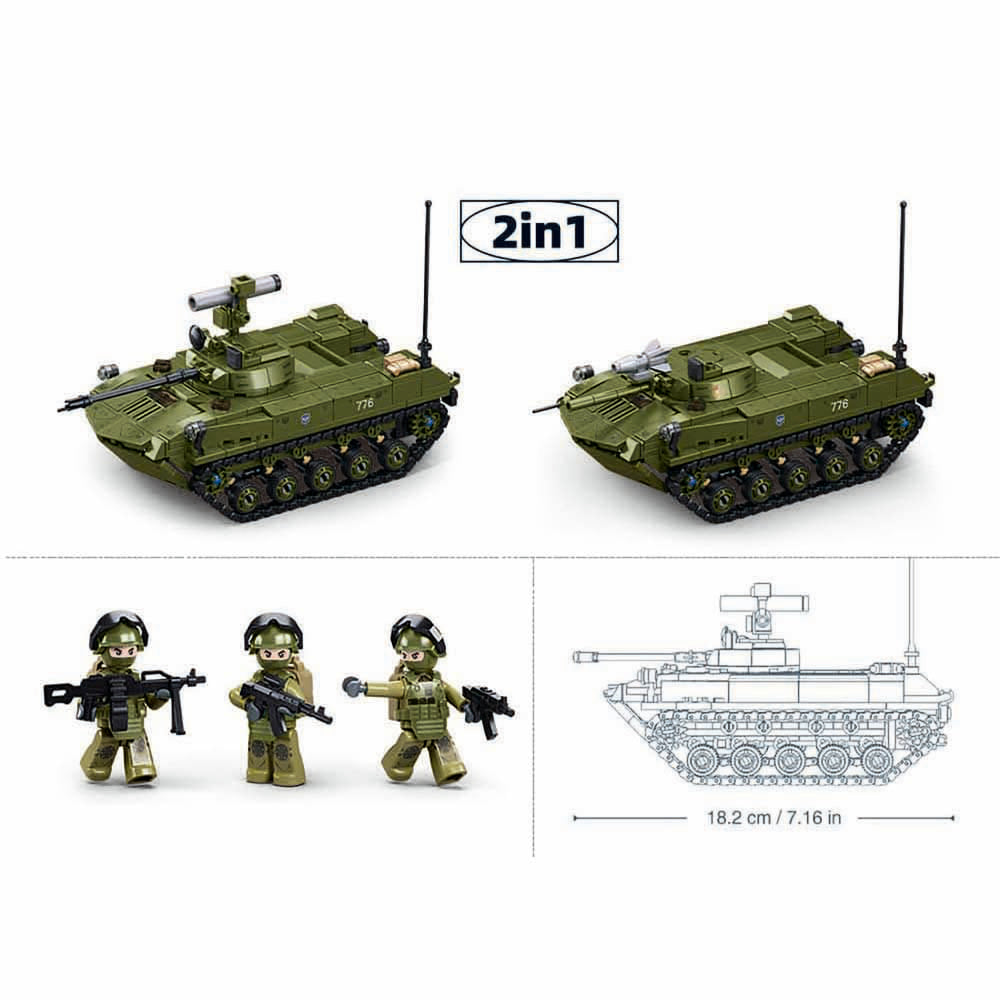 Sluban - ModelBricks BMD-2S Airborne Armored Vehicle 2 in 1 | 516Pcs | 6Y+ Sluban - ModelBricks BMD-2S Airborne Armored Vehicle 2 in 1 | 516Pcs | 6Y+