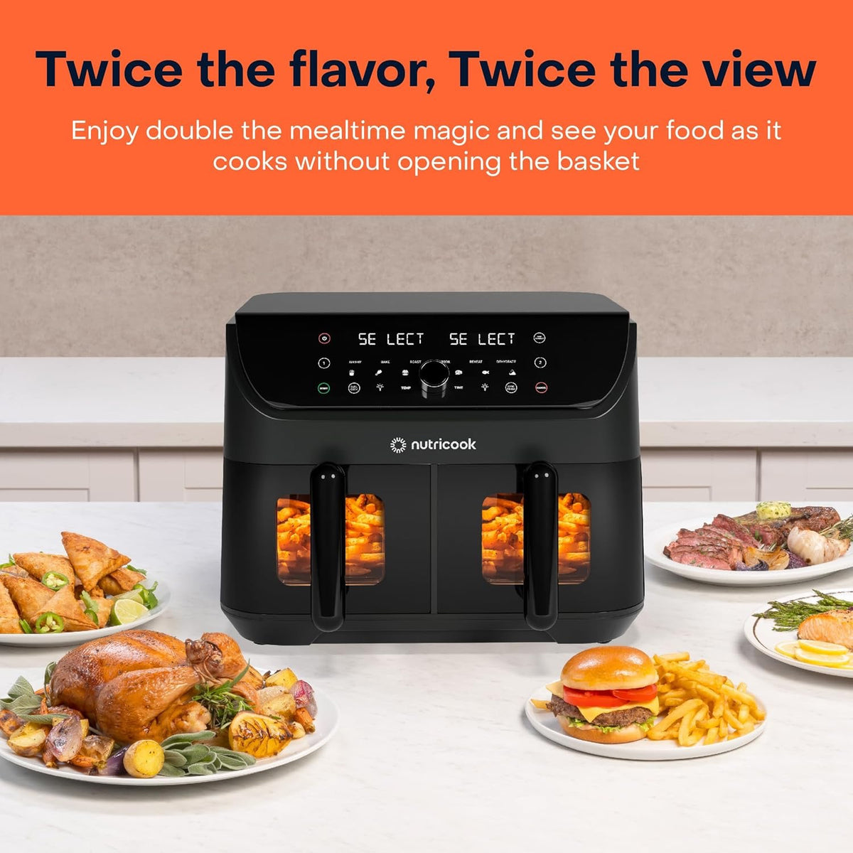 Nutricook - Dual-Basket Vision Air Fryer Black | 8.5L | 2400 Watt Nutricook - Dual-Basket Vision Air Fryer Black | 8.5L | 2400 Watt