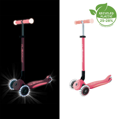 Globber - Elite Glow Lights Scooter | Coral Pink | 3Y+