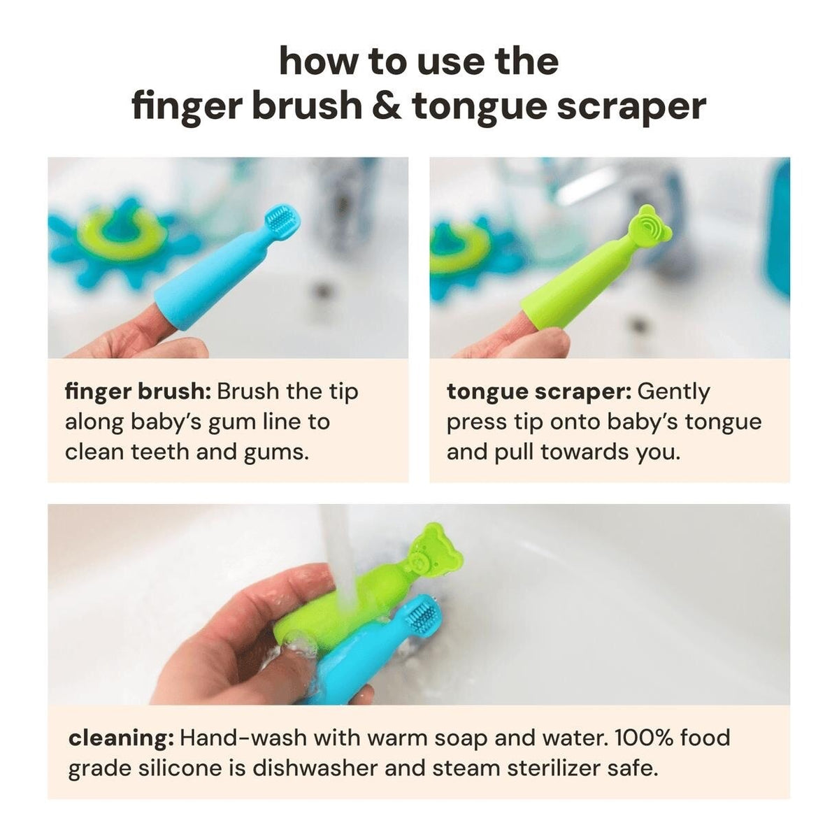 Oogiebear Baby Finger Brush and Tongue Scraper — BambiniJO Jordan