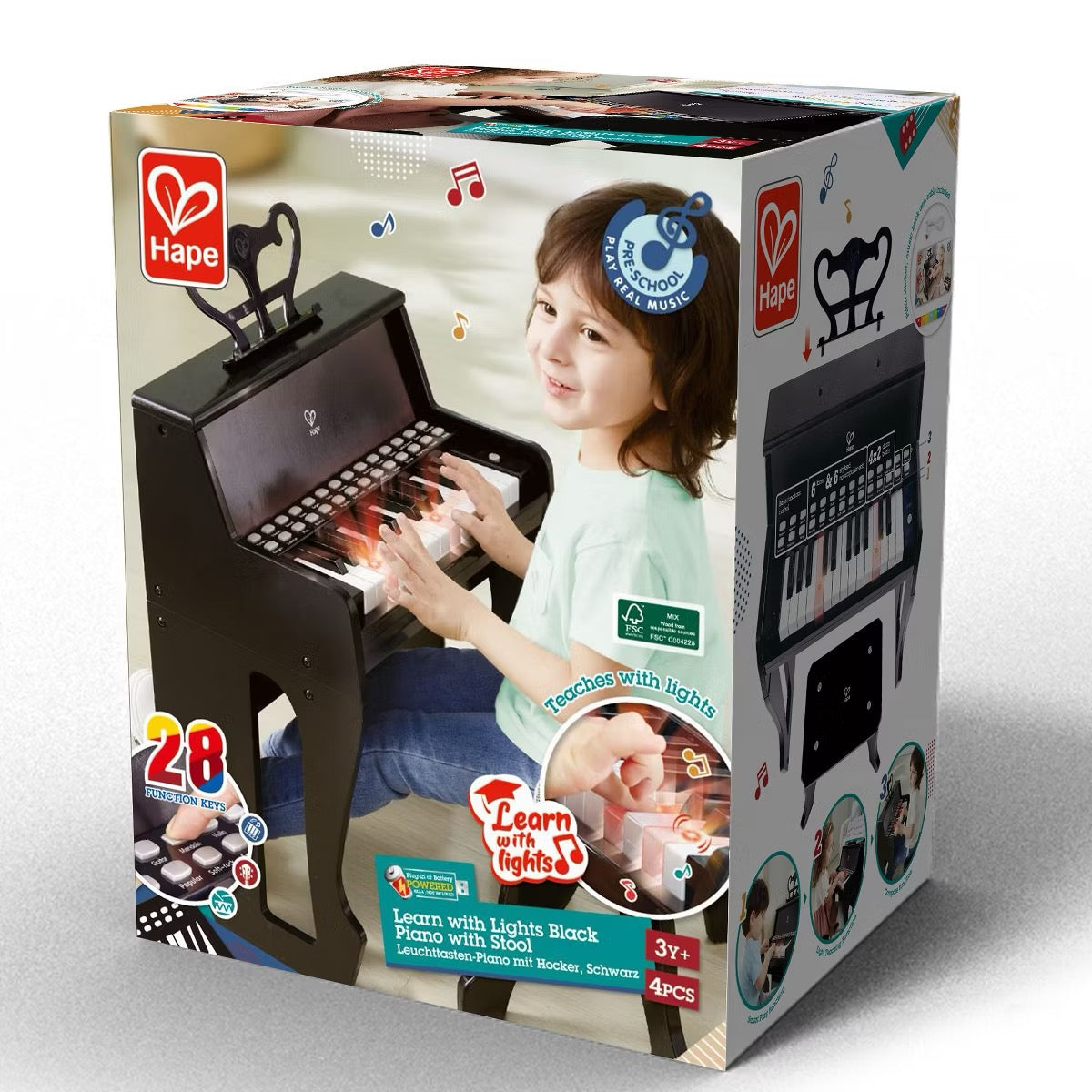 Hape - Learn With Lights Piano | Black
