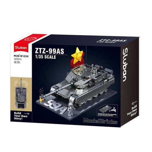 Sluban - ModelBricks 1/35 ZTZ-99AS Tank Metal Coating Version | 1079Pcs | 6Y+